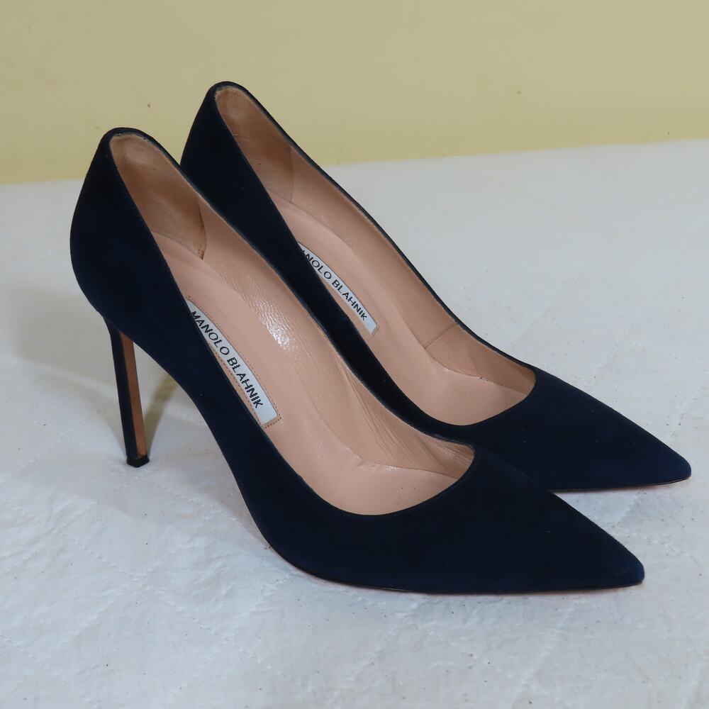 Manolo Blahnik BB 105mm Suede Pumps Size 39.5/9.5